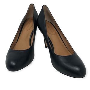 Corso Como 5.5 Black Leather Round Toe Classic Career Work Pumps